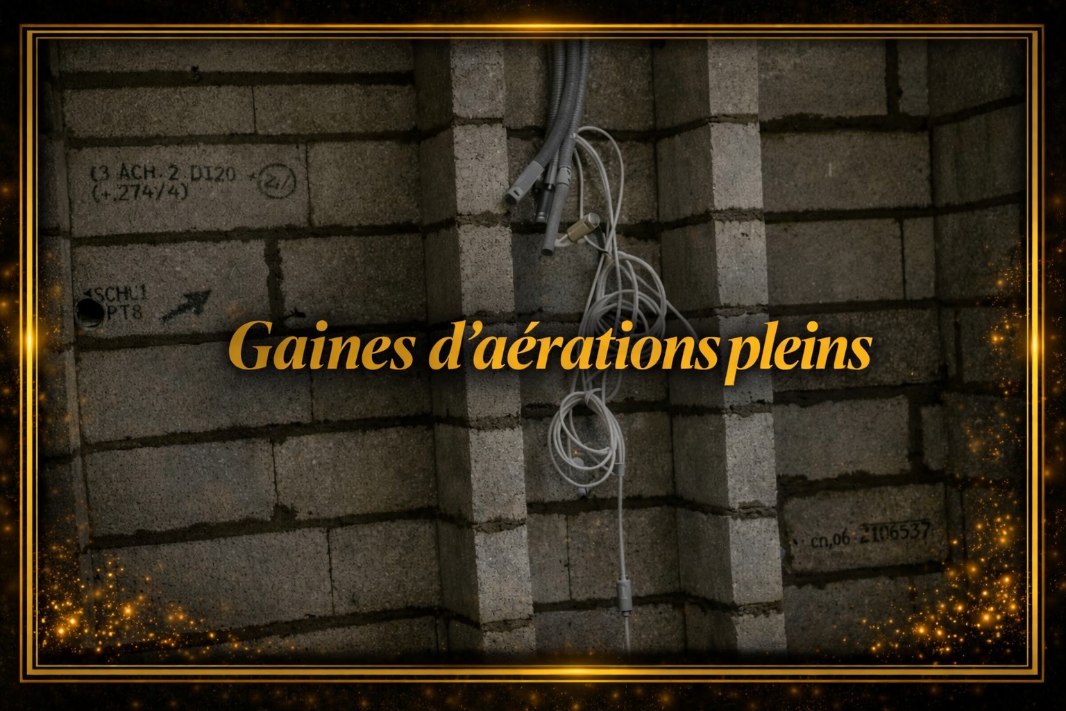 Chantier intérieur BT Construction avec gaines d’aérations pleins en cours d’installation